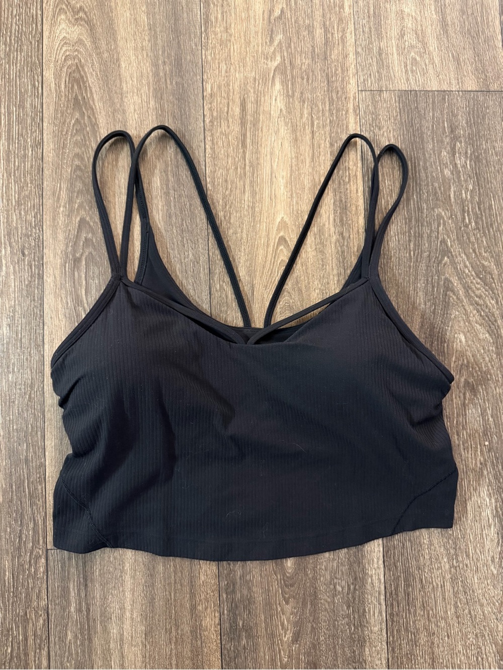 Lululemon | Black Strappy Crop Tank with Bra